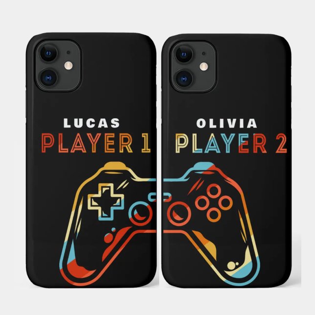 Personalized Matching Gamer Player 2 Stylish Black Case-Mate iPhone Case (Creator Uploaded)