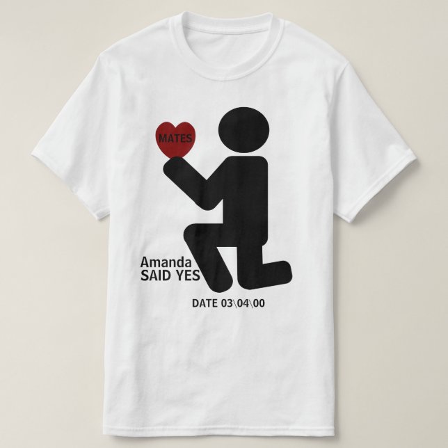 Personalized matching he asked she said yes T-Shirt (Design Front)