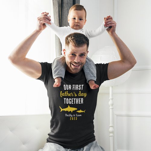 Personalized Matching Shark First Fathers Day T_Shirt