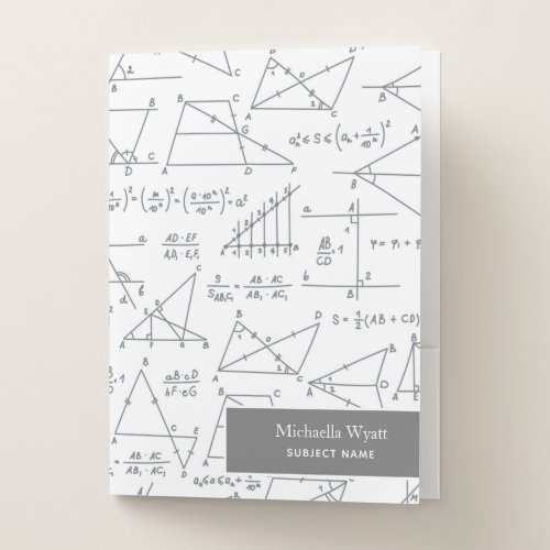 Personalized Math Diagrams Pattern Pocket Folder