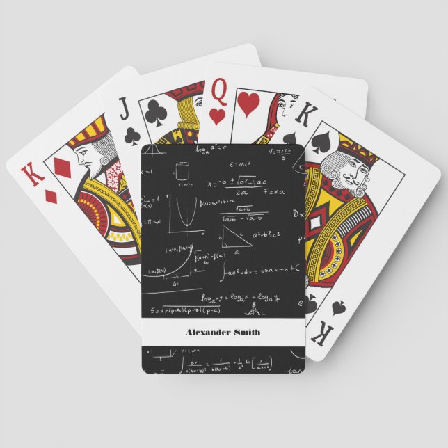 Personalized Math Formulas Equations Teacher Poker Cards (Back)