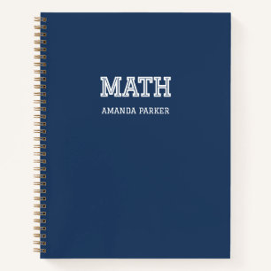 Personalized Math Grath School Calendar Navy Blue  Notebook