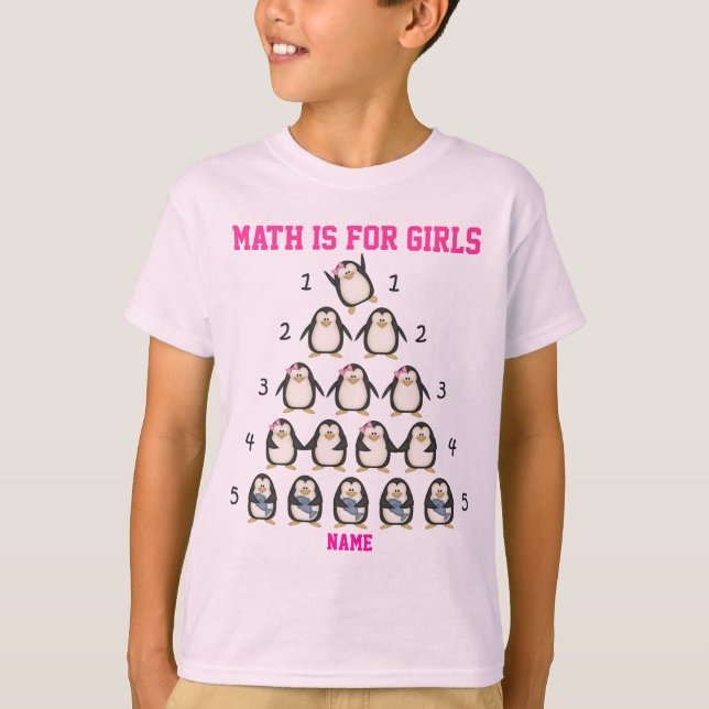 Personalized Math Is For Girls, I Love Math T-Shirt (Front)
