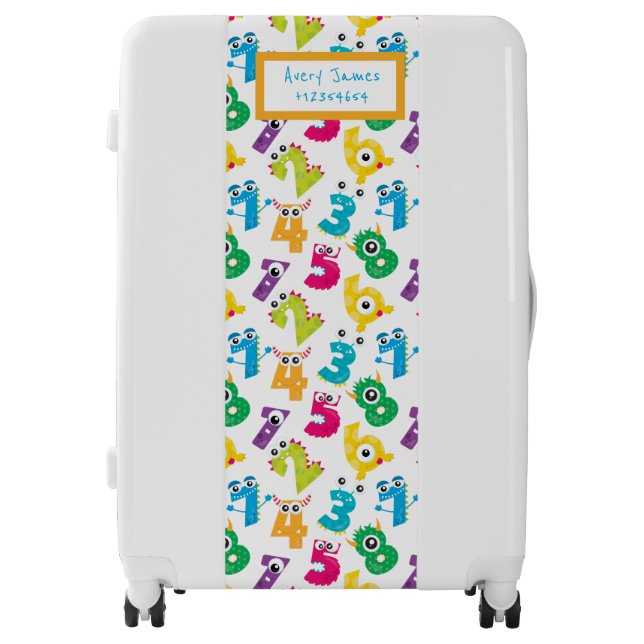 Personalized Math Monster Numbers Pattern Luggage (Front)