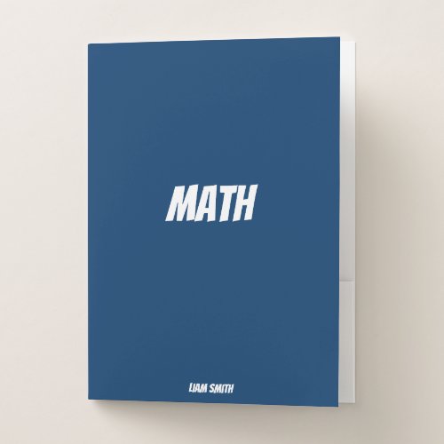 Personalized Math Simple Royal Blue Pocket Folder