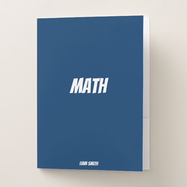 Personalized Math Simple Royal Blue Pocket Folder (Front)