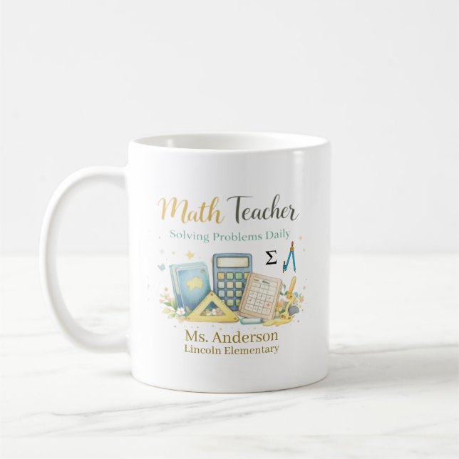 Personalized Math Teacher Gift Coffee Mug (Left)