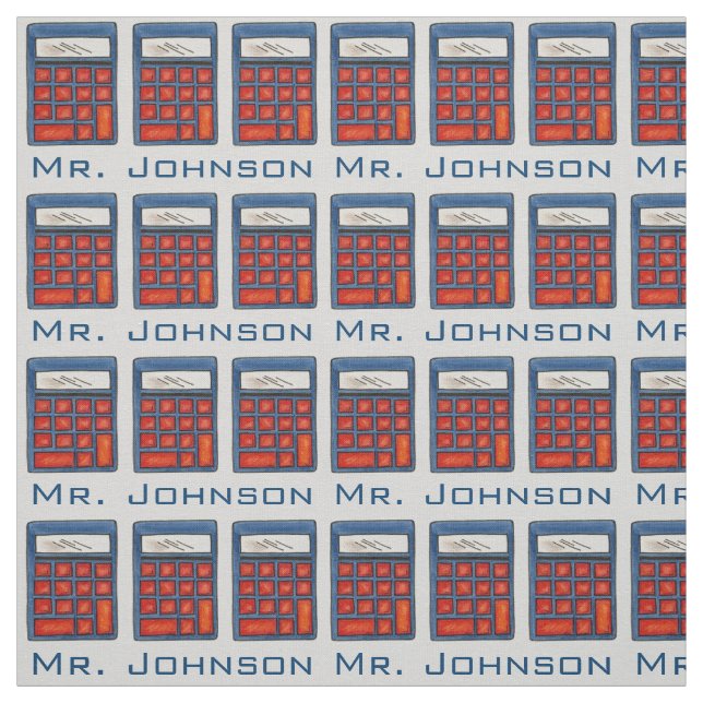 Personalized Math Teacher School Calculator Nerd Fabric (Swatch)