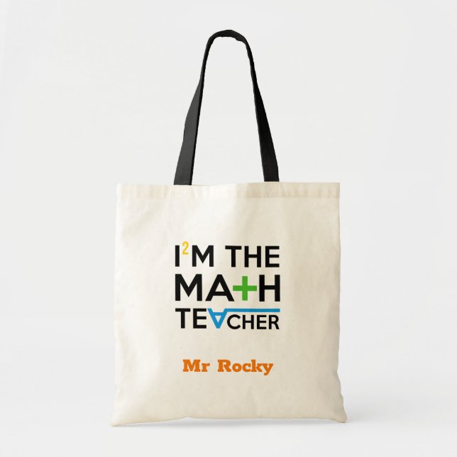 Personalized Math Teacher Tote Bags (Front)