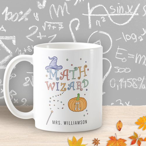 Personalized Math Wizard Pumpkin Pie Math Teacher Coffee Mug