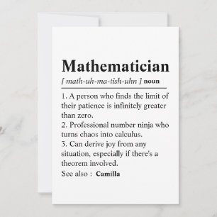 Personalized Mathematician Definition Card, Math Thank You Card