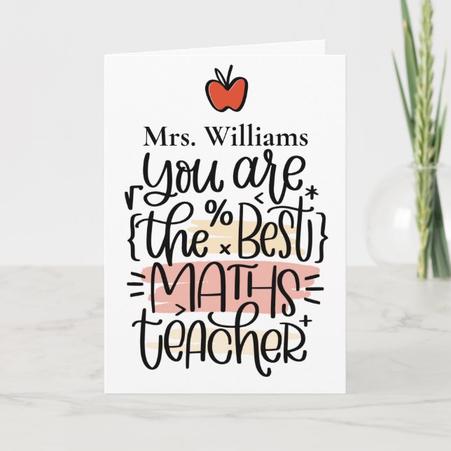 Personalized Maths Teacher Thank You Card (Front)