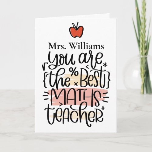 Personalized Maths Teacher Thank You Card
