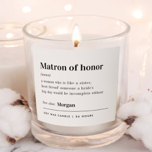 Personalized Matron Of Honor Dictionary Candle