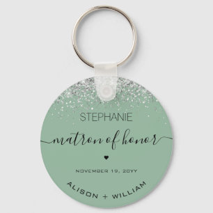 Personalized Matron of Honor Glitter confetti Keychain