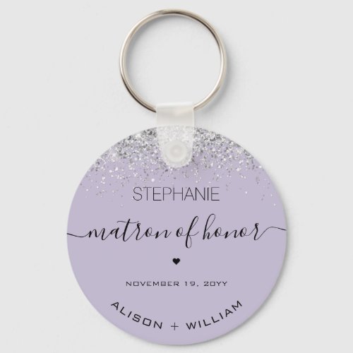 Personalized Matron of Honor Glitter confetti Keychain