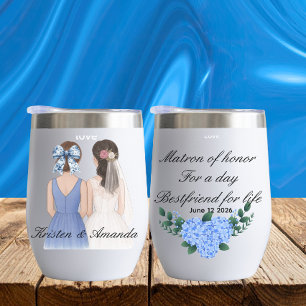 Personalized matron of honor proposal thermal wine tumbler