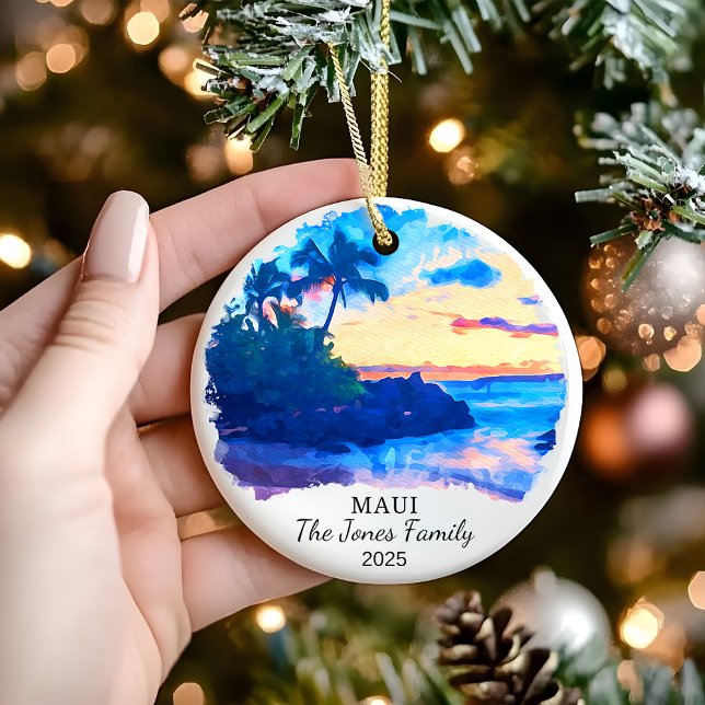 Personalized Maui Ornament, Hawaii Gift Ceramic Ornament (Creator Uploaded)