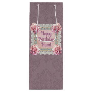 Personalized Mauve Roses Lace Damask Gift Bag