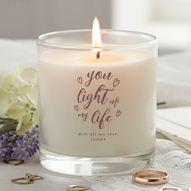 Personalized Mauve Script Romantic Valentine Scented Candle (Creator Uploaded)