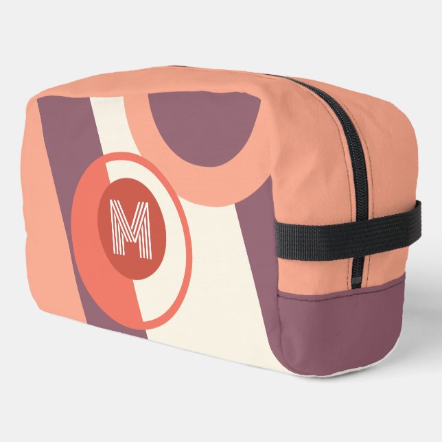 Personalized Mauve Taupe Peach Orange Coral Retro Dopp Kit (Left Corner)