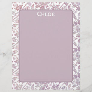 Personalized Mauve Vintage Botanical Floral Letterhead