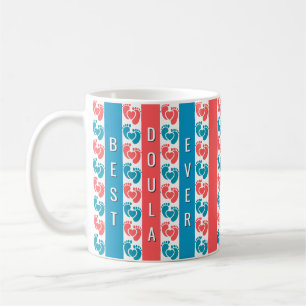 Personalized Maximalist Striped Footprints DOULA Coffee Mug