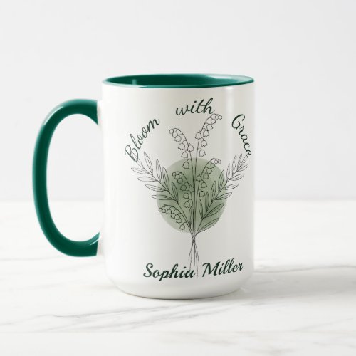 Personalized May Birth Flower Lily of the Valley Mug