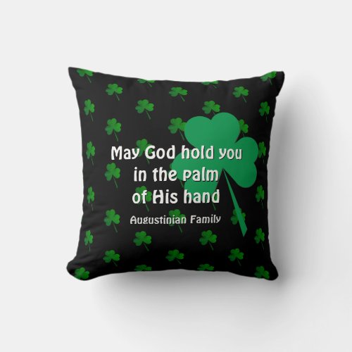Personalized MAY GOD HOLD YOU Shamrock Throw Pillow