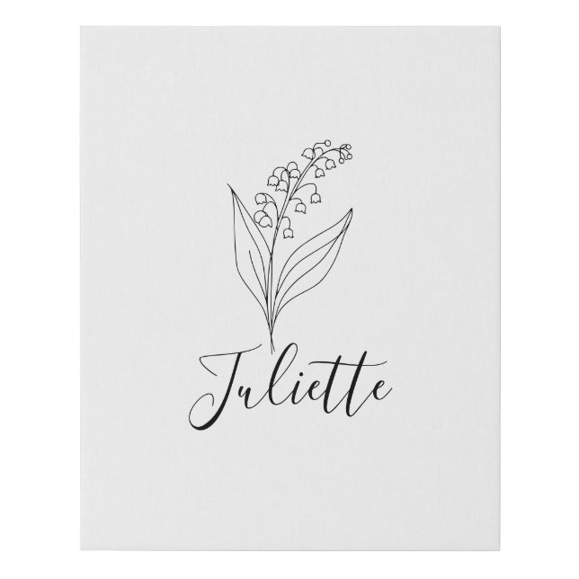 Personalized May Lily of the Valley Birth Flower  Faux Canvas Print (Front)
