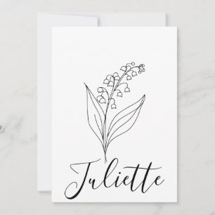 Personalized May Lily of the Valley Birth Flower Invitation