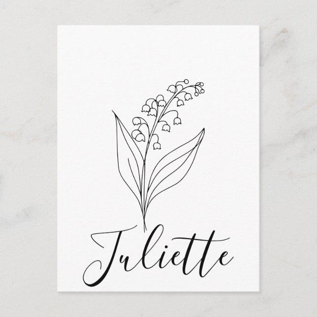 Personalized May Lily of the Valley Birth Flower  Postcard (Front)
