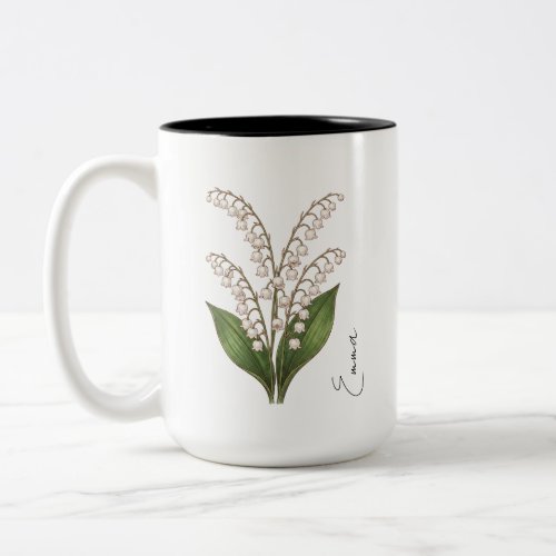 Personalized May Lily of the Valley Birth Flower  Two-Tone Coffee Mug