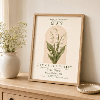 Personalized May Lily of the Valley Poster
