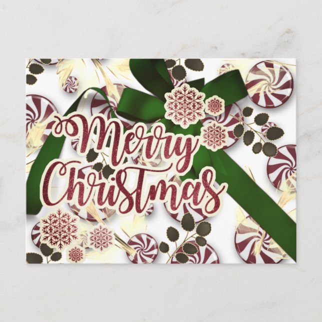 Personalized Mayberry Christmas Photo Postcard (Front)