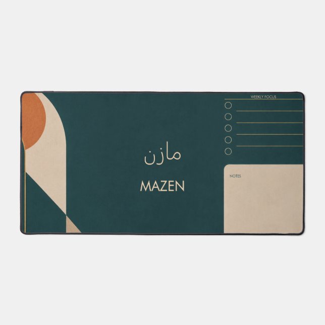 Personalized MAZEN Geometric Weekly Focus Desk Mat (Front)