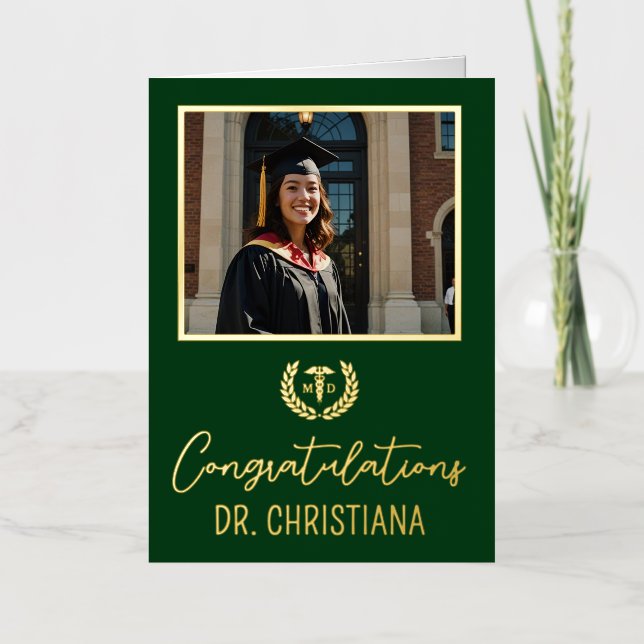 Personalized MD Doctor of Medicine Graduation Foil Greeting Card (Front)