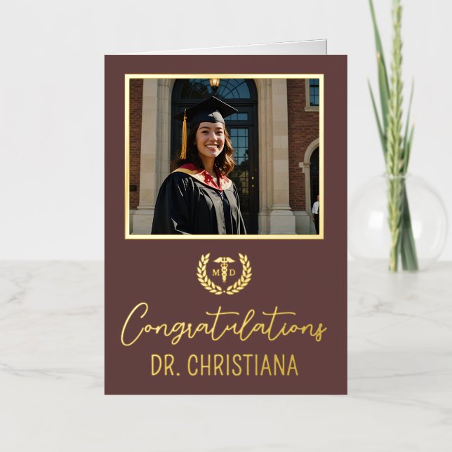 Personalized MD Doctor of Medicine Graduation Foil Greeting Card (Front)