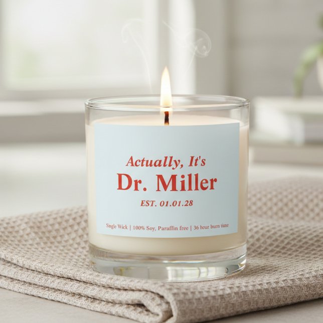 Personalized MD Grad Party Candle Gift for Doctor (Personalized Typography Candle Gift for MD Doctor, Personalized Doctor Candle Gift for Graduate)