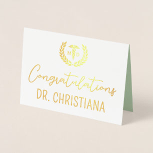 Personalized MD Med School Graduation Modern Foil Card