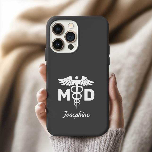Personalized MD Thank You Gift Doctor Phone Case (residency completion doctor gift, physician appreciation phone case, caduceus symbol phone case)
