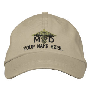 Personalized MD Your Text Medical Caduceus Embroidered Baseball Hat