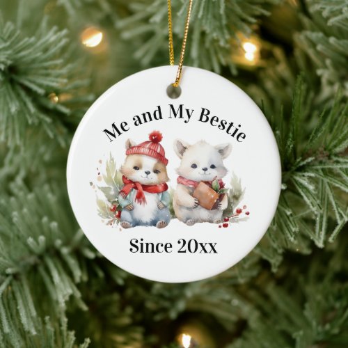 Personalized Me and My Bestie and the Year Ceramic Ornament