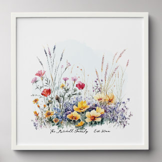Personalized Meadow Flowers and Lavender Peel And Stick Photo Tile