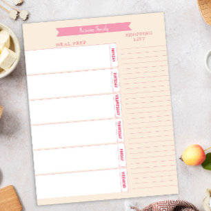 Personalized Meal Planner and Shopping List Pastel Notepad