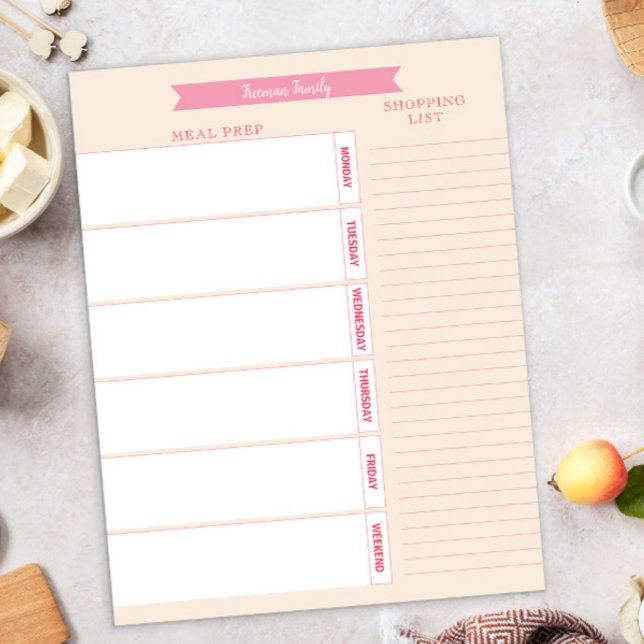 Personalized Meal Planner and Shopping List Pastel Notepad (Creator Uploaded)
