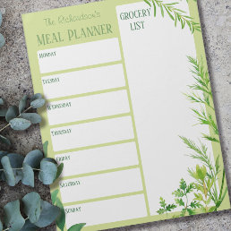 Personalized Meal Planner Grocery List Fresh Herbs Notepad