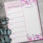 Personalized Meal Planner Grocery List Pink Floral Notepad<br><div class="desc">Pink Floral Notepad which you can personalize with your name or family name. You can also edit the headings which currently read Meal Planner and Grocery List. So, if you prefer Day Plan and To Do List for example, the template is set up so ready for you to go right...</div>