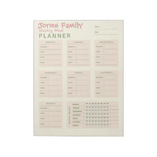 Personalized Meal Planner Notepad