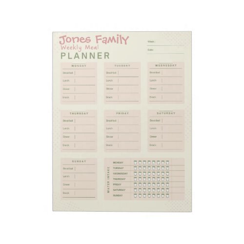 Personalized Meal Planner  Notepad
